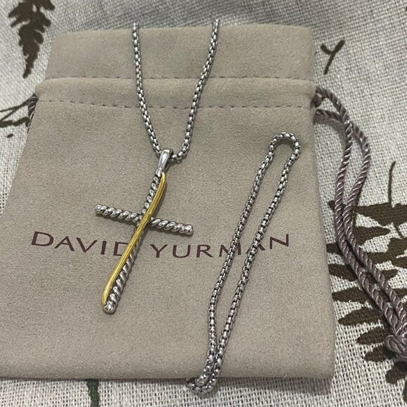 David Yurman Silver Cross Necklace - Picture 1 of 9